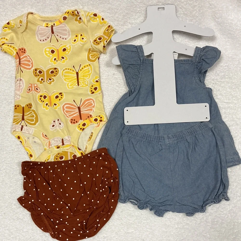 NWT Carters 9 month denim look chambray set, butterfly set